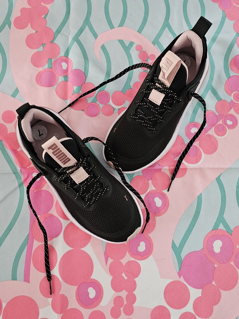 PUMA Black Athletic Sneakers with Pink Accents